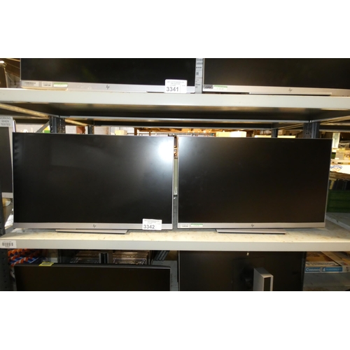 3342 - 2 x 23 inch flat screen computer monitors by HP type E233