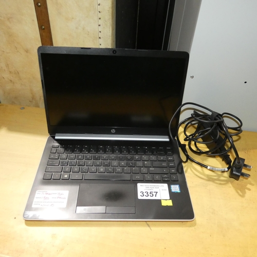 3357 - A laptop by HP with an i5 8th generation 1.8 gigahertz processor, 8 gigabyte RAM, 256 gigabyte solid... 