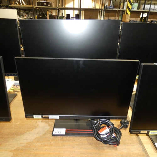 3412 - 2 x matching 24 inch slim bezel computer monitors by Lenovo type Think Vision T24i-20 -  trade Teste... 