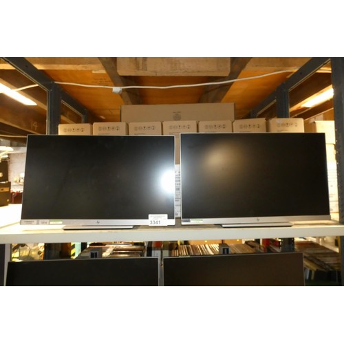 3341 - 2 x 23 inch flat screen computer monitors by HP type E233