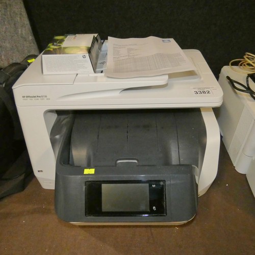 3382 - An office multifunction printer by HP type Office Jet Pro 8730 with spare ink - trade
Tested Working