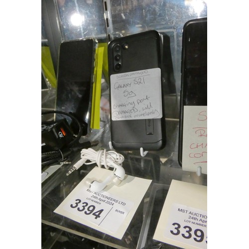 3394 - A used Samsung Galaxy S21 5G factory reset, previous owner removed, comes with headset, please note ... 