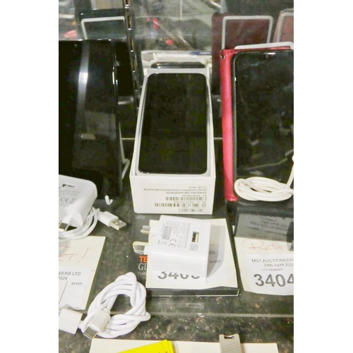 3403 - A used Samsung A40, factory reset, previous owner removed, comes with box, power adapter & lead, SIM... 