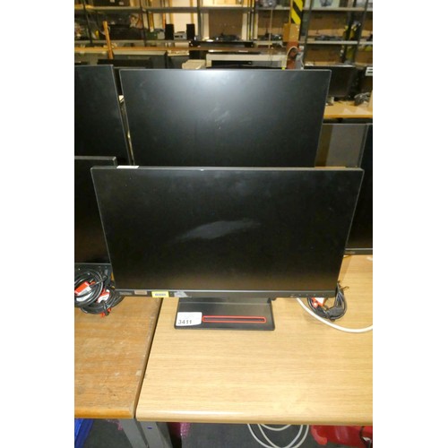 3411 - 2 x matching 24 inch slim bezel computer monitors by Lenovo type Think Vision T24i-20 - trade