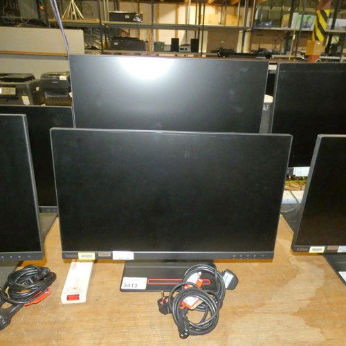 3413 - 2 x matching 24 inch slim bezel computer monitors by Lenovo type Think Vision T24i-20 - trade  Teste... 