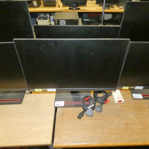 3414 - 2 x matching 24 inch slim bezel computer monitors by Lenovo type Think Vision T24i-10 - trade Tested... 