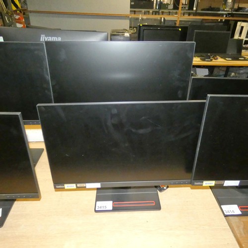 3415 - 2 x matching 24 inch slim bezel computer monitors by Lenovo type Think Vision T24i-10 - trade Tested... 