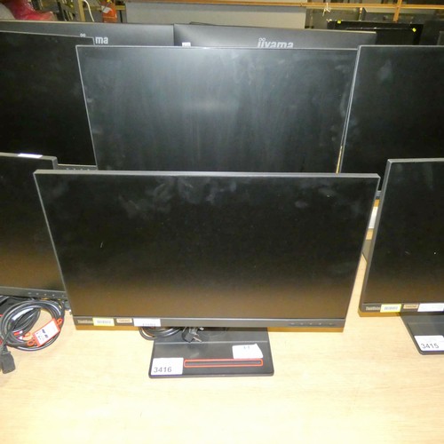 3416 - 2 x matching 24 inch slim bezel computer monitors by Lenovo type Think Vision T24i-10 - trade Tested... 