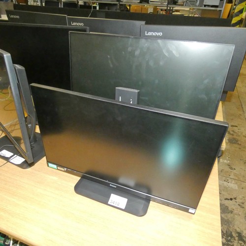 3418 - 2 x 27 inch slim bezel computer monitors by iiYama type PL2792h comes with 2 power cables  Tested Wo... 