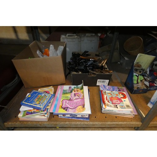 3130 - A quantity of various children's items including books, a folding chair, a Connect 4 game, a pair of... 