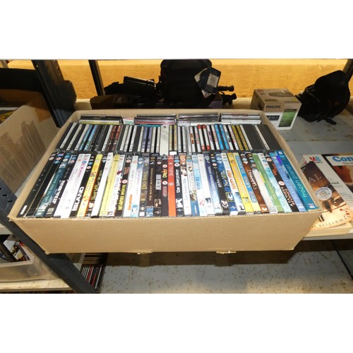 3322 - A quantity of various DVDs, box sets, CDs etc. Contents of 2 shelves