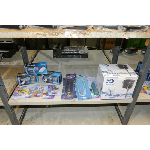 3530 - A quantity of various fish tank related items including pump, air stones etc. Contents of 1 shelf - ... 