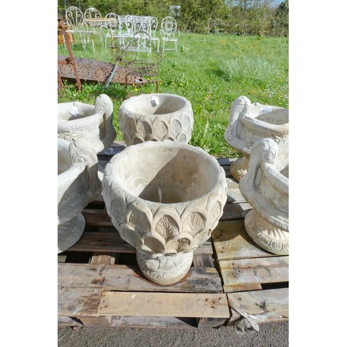 3575 - 2 x round pineapple style concrete planters