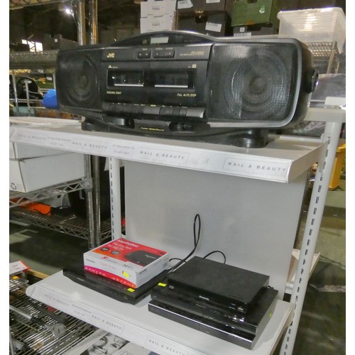 3617 - A quantity of various electronic related items including dvd players & a JVC portable cd radio - tra... 