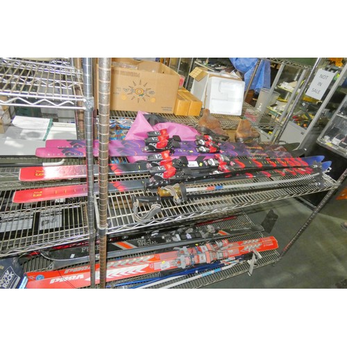 3638 - 2 sets of 7.9 skis both by Torsion Box, 3 x ski poles and soft pink carry bag, also included is a vi... 