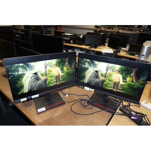 3412 - 2 x matching 24 inch slim bezel computer monitors by Lenovo type Think Vision T24i-20 -  trade Teste... 