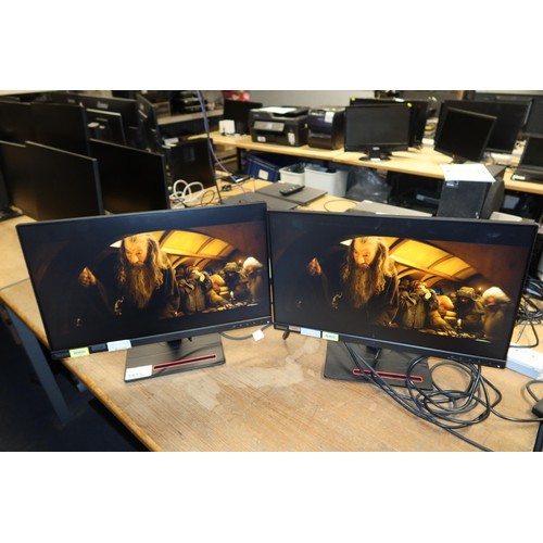 3413 - 2 x matching 24 inch slim bezel computer monitors by Lenovo type Think Vision T24i-20 - trade  Teste... 