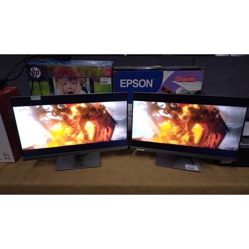 3343 - 2 x 23 inch flat screen computer monitors by HP type E233