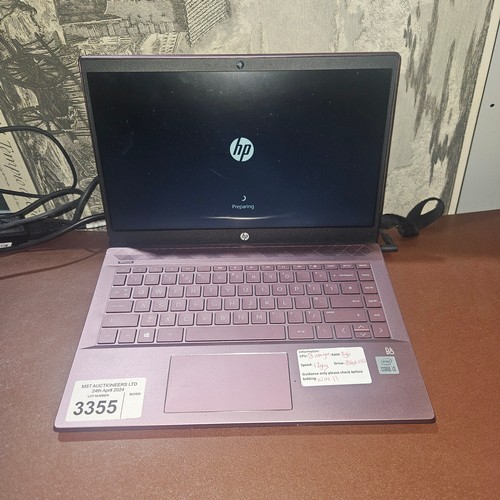 3355 - A laptop by HP type Pavilion with an i3 10th generation 1.2 gigahertz processor, 8 gigabyte RAM, 256... 