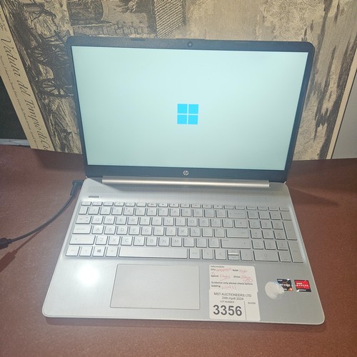 3356 - A laptop by HP with a Ryzen 5 2.4 gigahertz processor, 8 gigabyte RAM, 256 gigabyte solid state driv... 