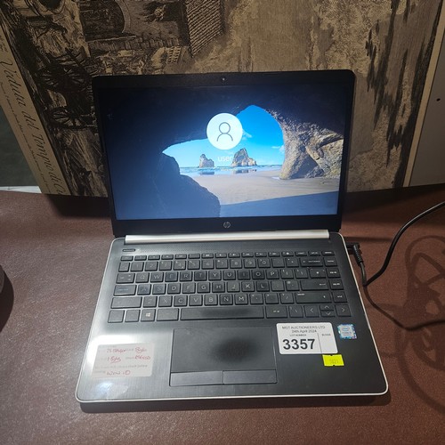 3357 - A laptop by HP with an i5 8th generation 1.8 gigahertz processor, 8 gigabyte RAM, 256 gigabyte solid... 