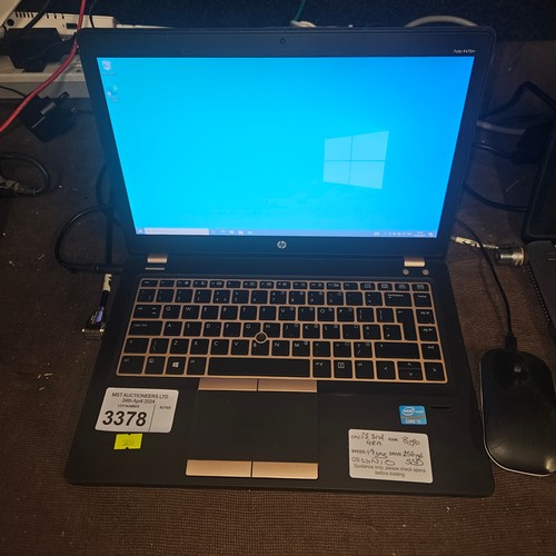 3378 - A laptop by HP type Folio 9470m with an i5 3rd gen 1.9ghz processor, 8gb ram, 256gb SSD running Wind... 