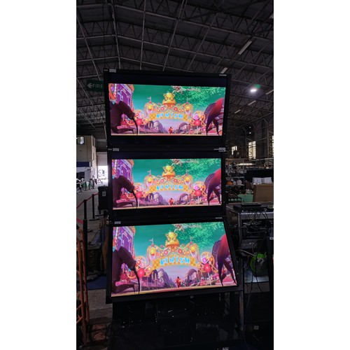 3409A - A mobile 3 screen rise, fall & tilt system, comprises of 3 x 46 inch NEC Multi-sync V-463-TM touch s... 