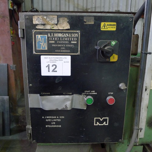12 - A Morgan hydraulic sheet metal guillotine no. SC1500 6 10841H 779GAS, 3ph, capacity 6mm mild steel /... 