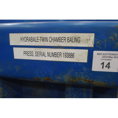 14 - A Hydrabale twin chamber baling press, serial number 193886, 240v