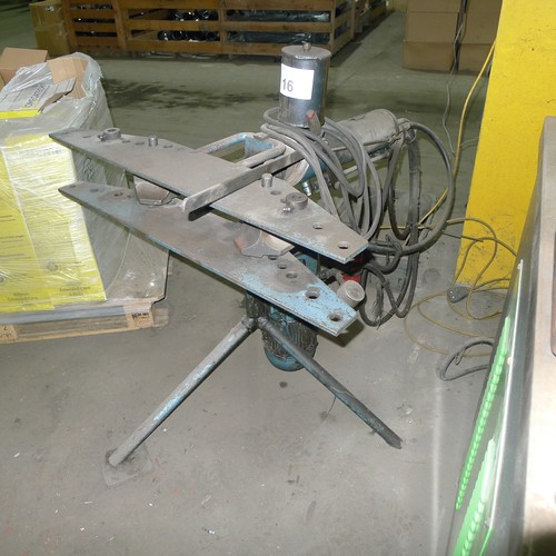 16 - A hydraulic tube bender 3ph fitted to a stand (no make / capacity visible) supplied with a grey plas... 