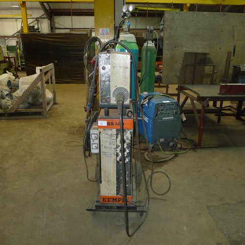 18 - A Kemppi RA400 MIG welder 3ph with a Kemppi Lisa 15 wire feed unit, leads, a MIG torch and gas gauge... 