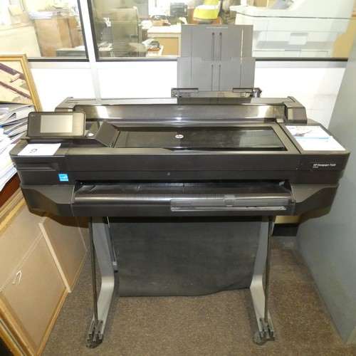 9 - 1 x Hewlett Packard Designjet T520 wide format colour plan printer mounted on a wheeled stand, 240v ... 