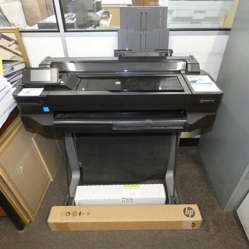 9 - 1 x Hewlett Packard Designjet T520 wide format colour plan printer mounted on a wheeled stand, 240v ... 