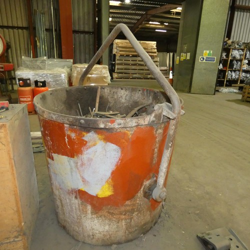 28 - 1 x round tipping metal scrap bin diameter approx 106cm x 99cm high. This scrap bin will be emptied ... 