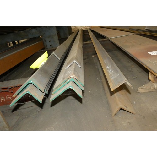 29 - A quantity of various stock steel comprising plate 350mm wide /10mm thick, angle iron and handrail. ... 