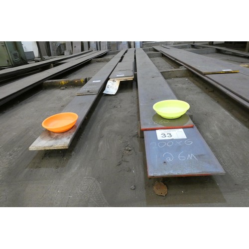 33 - A quantity of stock steel plate includes 150mm and 200mm wide, thicknesses include 10 and 12mm. Cont... 