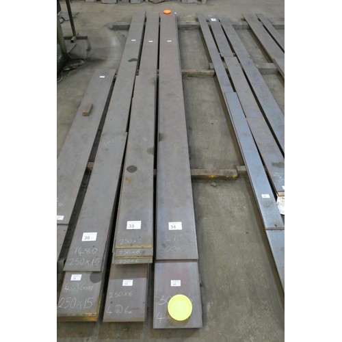 34 - A quantity of stock steel plate 300mm wide / 6mm thick. Contents of 1 stack and lengths vary up to 6... 