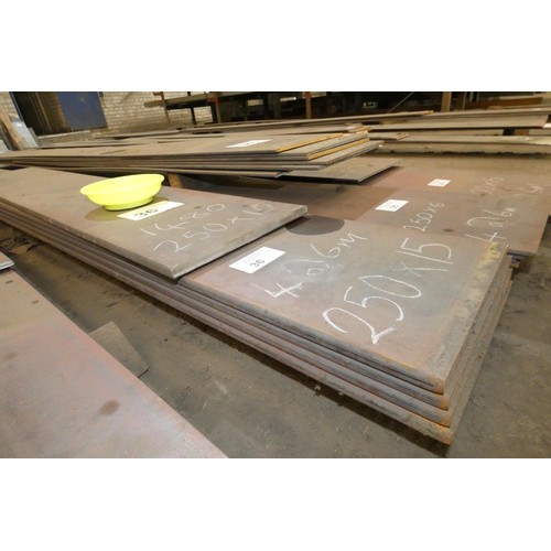 36 - A quantity of stock steel plate 250mm wide / 15mm thick. Contents of 1 stack and lengths vary up to ... 