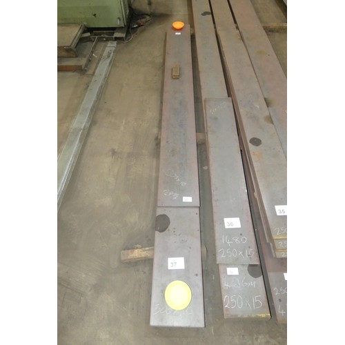 37 - 2 x lengths of stock steel plate 300mm wide / 10mm thick. Contents of 1 stack and lengths vary up to... 