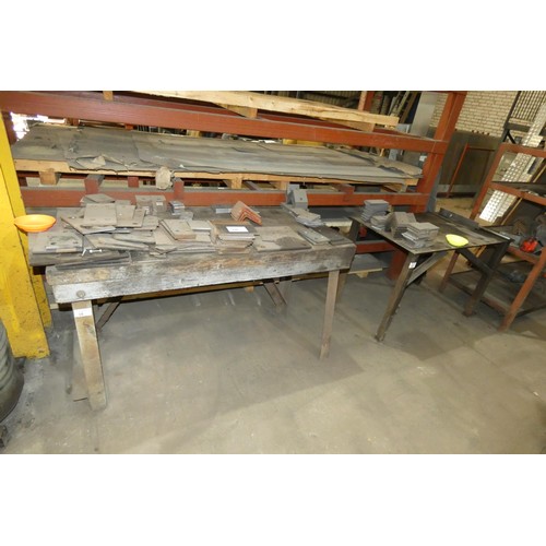 38 - 2 x work benches comprising 1 with wooden top approx 152 x 69cm and 1 with metal top approx 121 x 68... 