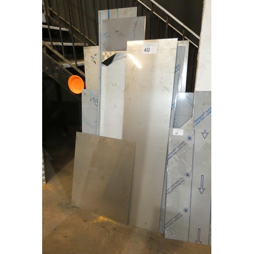 40 - A quantity of various stainless steel sheet off cuts. Not practical to list in detail, please view o... 