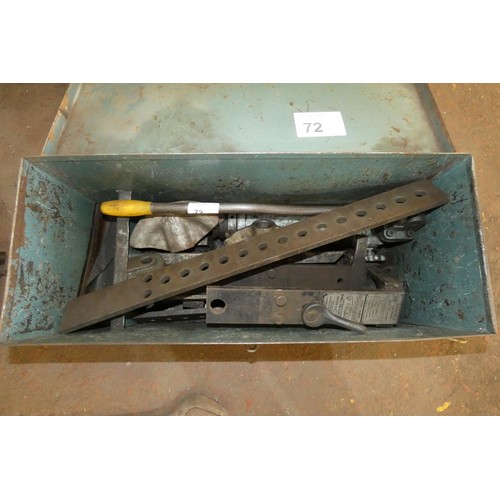 72 - A Staffa Rotapress manual hydraulic pipe bender supplied with various tooling in a metal transit box