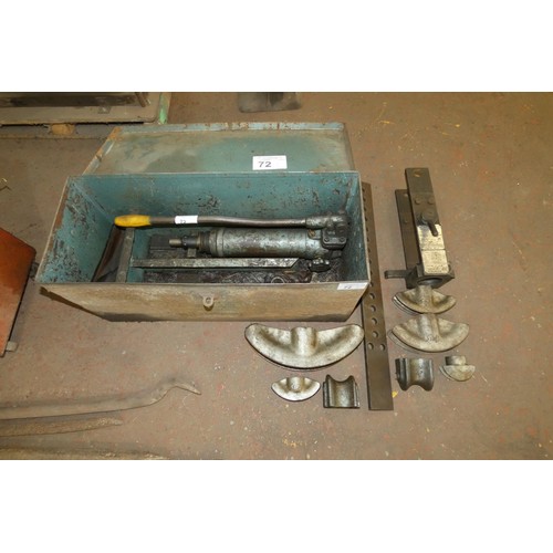 72 - A Staffa Rotapress manual hydraulic pipe bender supplied with various tooling in a metal transit box