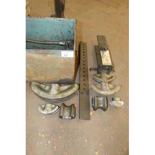 72 - A Staffa Rotapress manual hydraulic pipe bender supplied with various tooling in a metal transit box