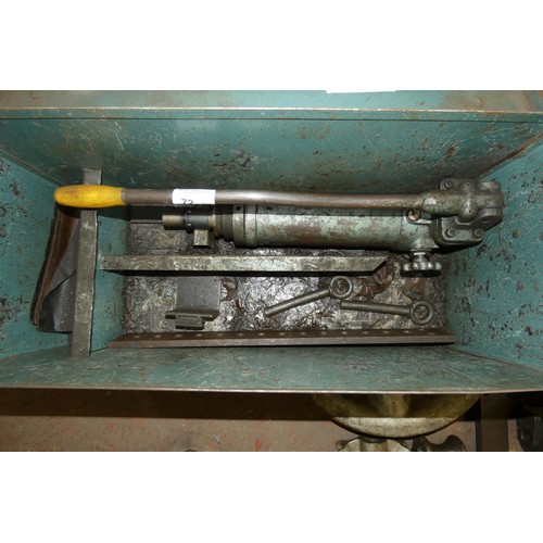 72 - A Staffa Rotapress manual hydraulic pipe bender supplied with various tooling in a metal transit box