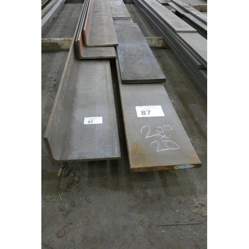 87 - A quantity of various stock steel plate and unequal angle. Contents of 2 stacks - thicknesses and le... 