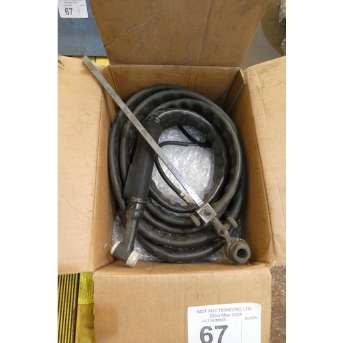 67 - A quantity of various welding related and other items including rods, a TIG torch and a blue metal t... 