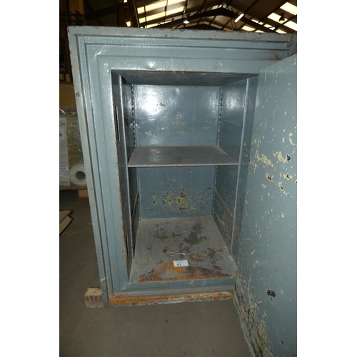 93 - A grey painted metal safe supplied with 2 x keys approx 66 x 62 x 97cm high