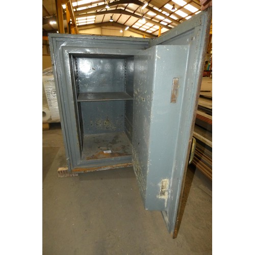 93 - A grey painted metal safe supplied with 2 x keys approx 66 x 62 x 97cm high