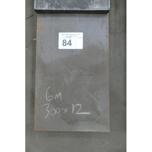 84 - A quantity of stock steel plate 300mm wide / 12mm thick. Contents of 1 stack and lengths vary up to ... 